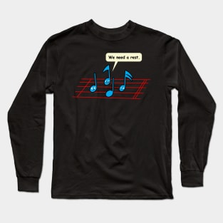 Funny Music Notes Staff Original Musician Clever Cartoon Gift For Musicians And Music Teacher Long Sleeve T-Shirt